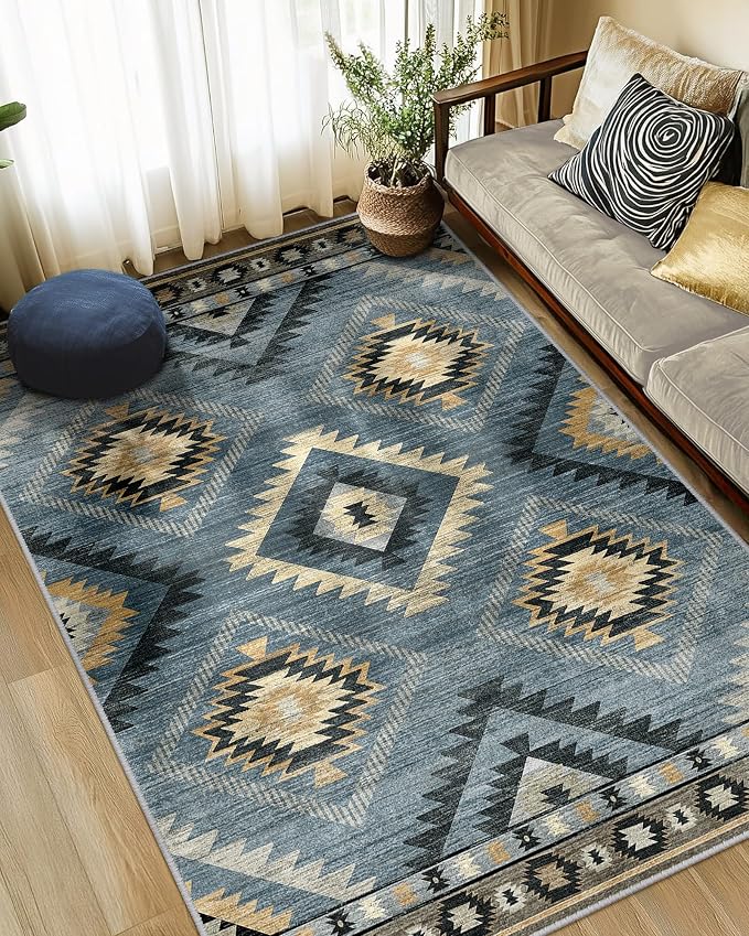 BESTSWEETIE Area Rug 6x9 Rug Machine Washable Rug Non-Slip Low Pile Print
