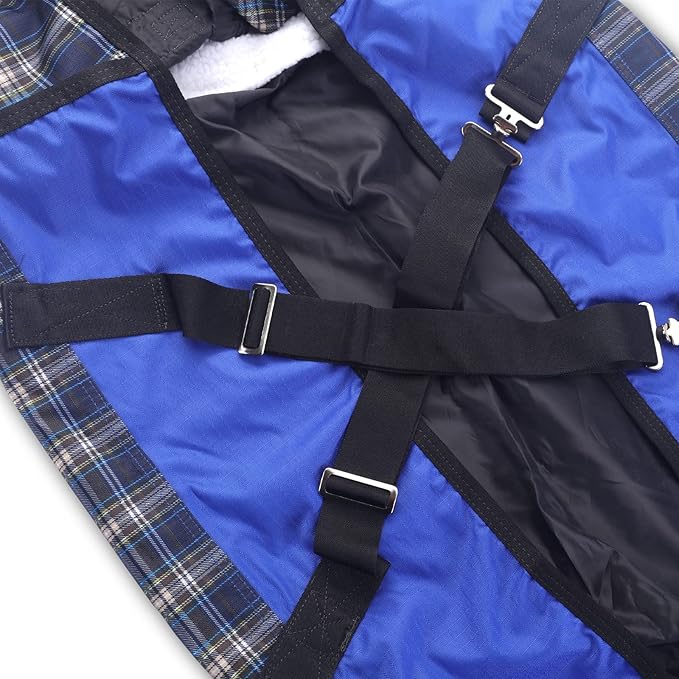 600 Denier Ripstop Mini Horse Blanket - 0g Fill Lightweight, Waterproof Breathable Miniature Pony/Donkey Turnout Rain Sheet Blueplaid 42
