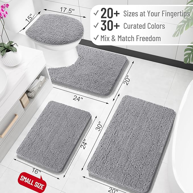 OLANLY Toilet Rugs U-Shaped 20x20, Extra Soft Absorbent Chenille Contour