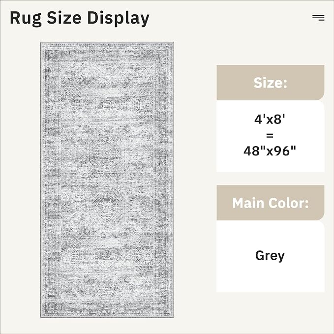 Soalmost Hallway Runner Rug 4x8 Wide: Washable Thin Runners