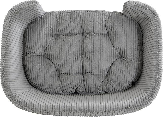 Vinsetto Elevated Dog Bed Frame for Small Dogs, Corduroy Pet Couch with Rubber Wood Legs and Supportive Foam, Easy Assembly, 30.25" L x 21.75" W x 14" H, Gray