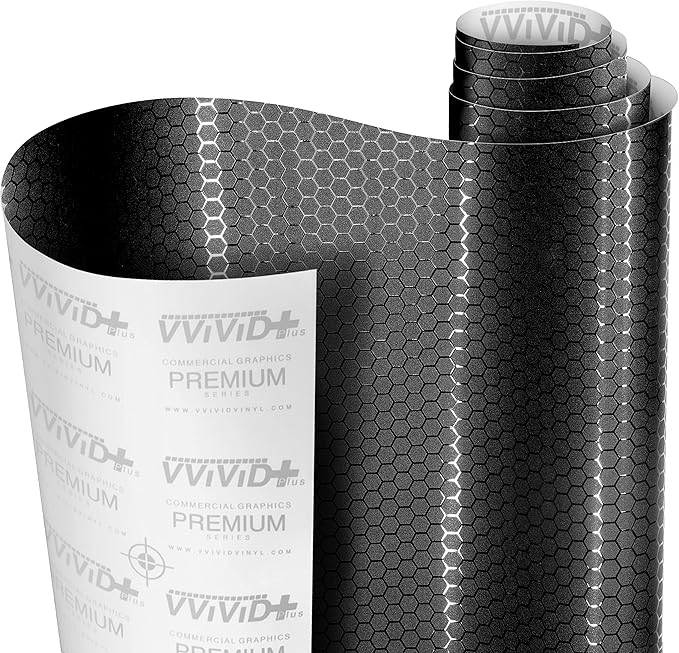 VViViD+ Honeycomb Matte Black Medium Pattern Car Wrap Vinyl (50ft x 5ft)