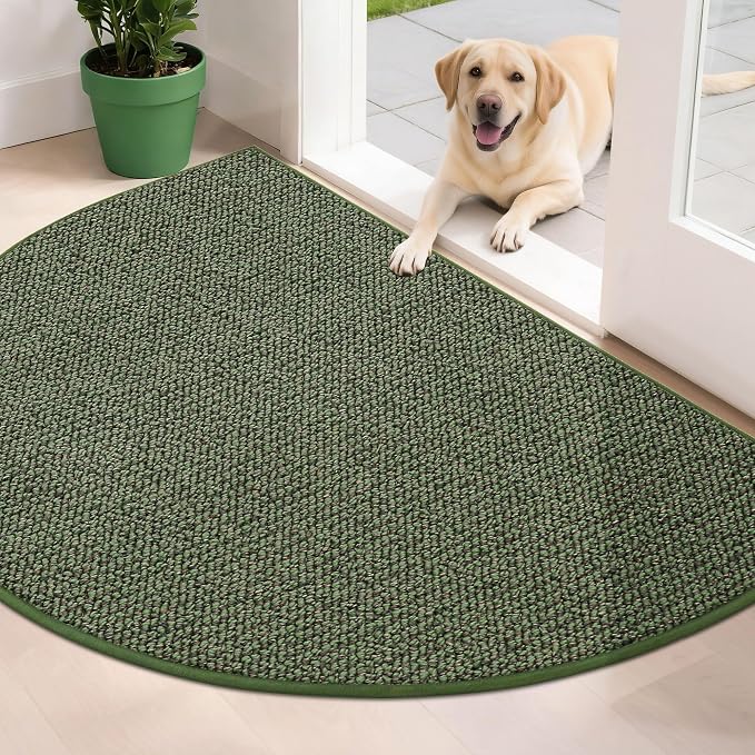BEQHAUSE Dirt Trapper Door Mat 32" x 48" Half Circle Non-Slip Washable Doormats