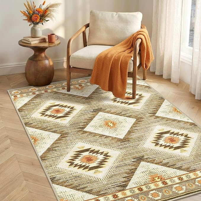 BESTSWEETIE Area Rug 3x4 Rug Machine Washable Non-Slip Low Pile Print Pattern
