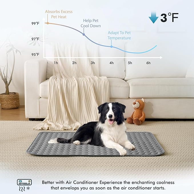 MICROCOSMOS Summer Cooling Mat & Sleeping Pad- Water Absorption Top, Materials Safe, Easy Carry, EZ Clean. Keep Cooling for Pets, Kids and Adults.(Dark Grey, 59" x 40")