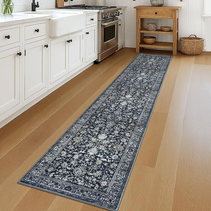 KILOCOCO Hallway Runner 2x12 Rug Runner Printed Vintage Floral Washable
