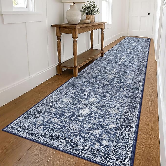 KILOCOCO Hallway Runner 3x18 Rug Runner Printed Vintage Floral Washable Kitchen