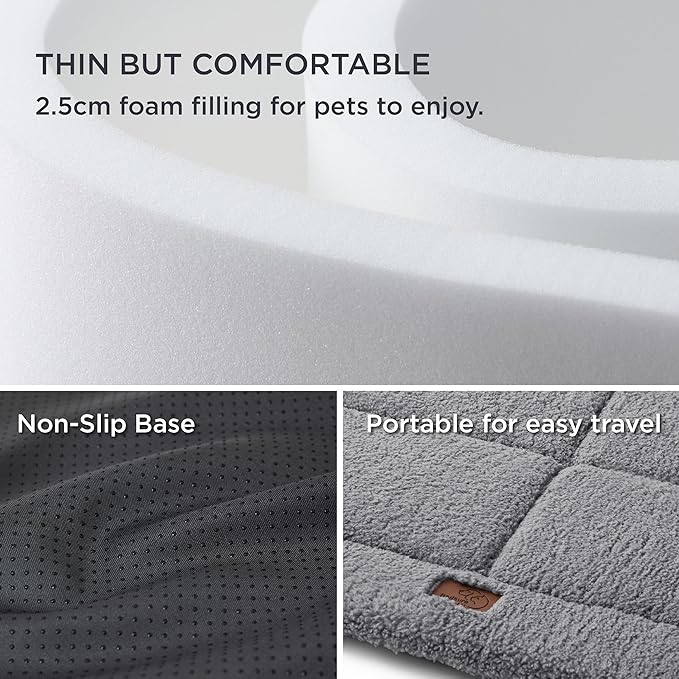 Bedsure Washable Dog Crate Bed for Medium Dogs, Soft Foam Floor Pet Mat, Versatile Lightweight Pet Crate Pad for Kennel