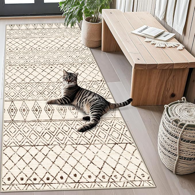 3x6 Washable Kitchen Runner Rug: Non Slip Moroccan Hallway Runners