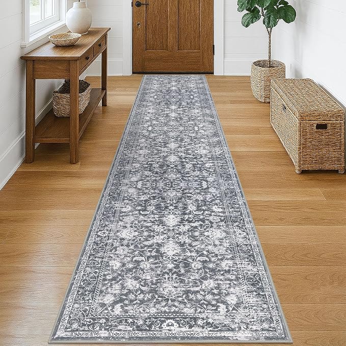 KILOCOCO Runner for Hallway 2x10 Runner Rug Printed Vintage Floral Washable Rug
