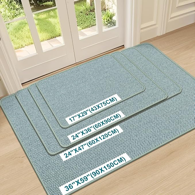 Ultra Thin Door Mat Indoor Entrance 24"x47", Low-Profile Indoor Door Mat