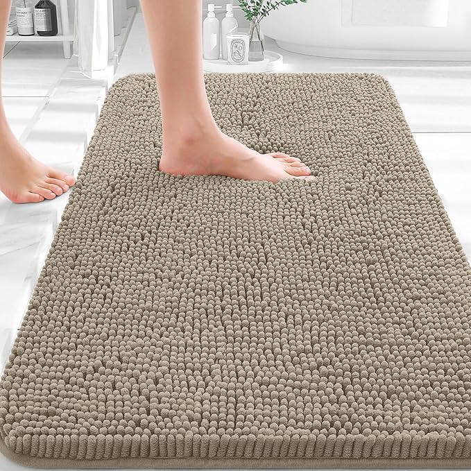 OLANLY Bathroom Rugs 36x24, Extra Soft Absorbent Chenille Bath Rugs, Rubber