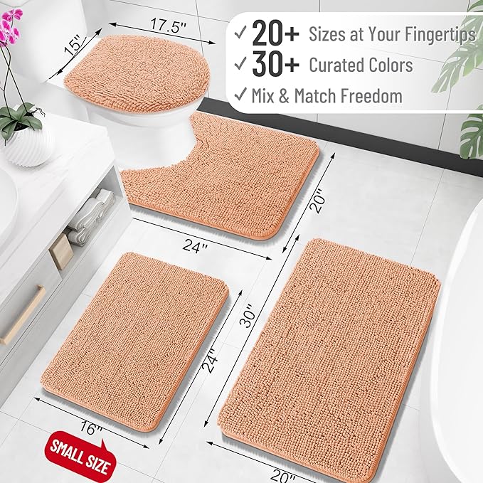 OLANLY Bathroom Rugs 36x24, Extra Soft Absorbent Chenille Bath Rugs, Rubber
