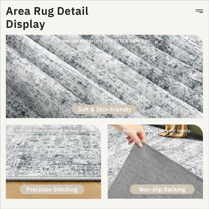 Soalmost Washable Area Rug 8x10, Large Soft Rugs