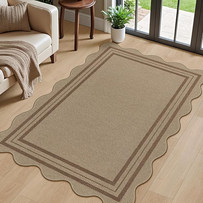 Modern Easy Jute 3x5 Outdoor Patio Rug, Washable Rugs