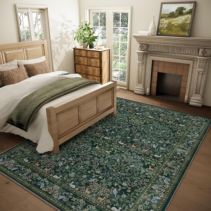 Washable Area Rugs for Living Room: 6x9 Rugs for Bedroom Stain Resistant Non