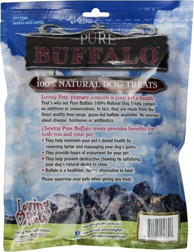 Loving Pets Pure Buffalo Lung Steaks – Natural Single Ingredient Buffalo Dog Treats – High Protein Chewy Dog Snacks for Everyday Reward – Grain Free, Long-Lasting Treats for Small, Medium & Large Dogs
