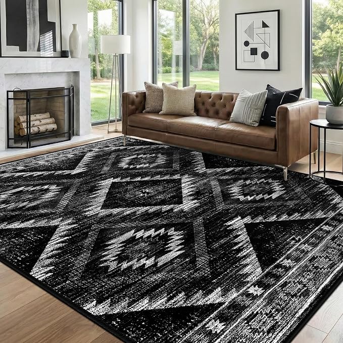 BESTSWEETIE Area Rug 6x9 Rug Machine Washable Non-Slip Low Pile Print Pattern