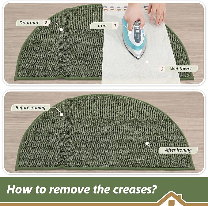 BEQHAUSE Dirt Trapper Door Mat 32" x 48" Half Circle Non-Slip Washable Doormats