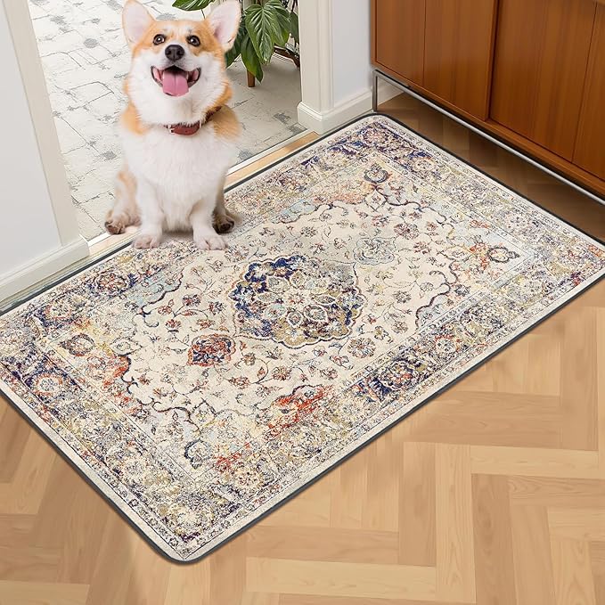 Washable Pee Pads for Dogs 2 Pack, 36" x 24" Reusable Puppy Pads Waterproof, Super Absorbent Dog Rugs, Leakproof, Dog Crate Pad, Playpen Mat, Whelping Pads, Vintage Medallion
