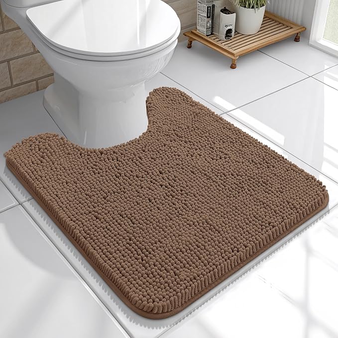 OLANLY Toilet Rugs U-Shaped 20x20, Extra Soft Absorbent Chenille Contour