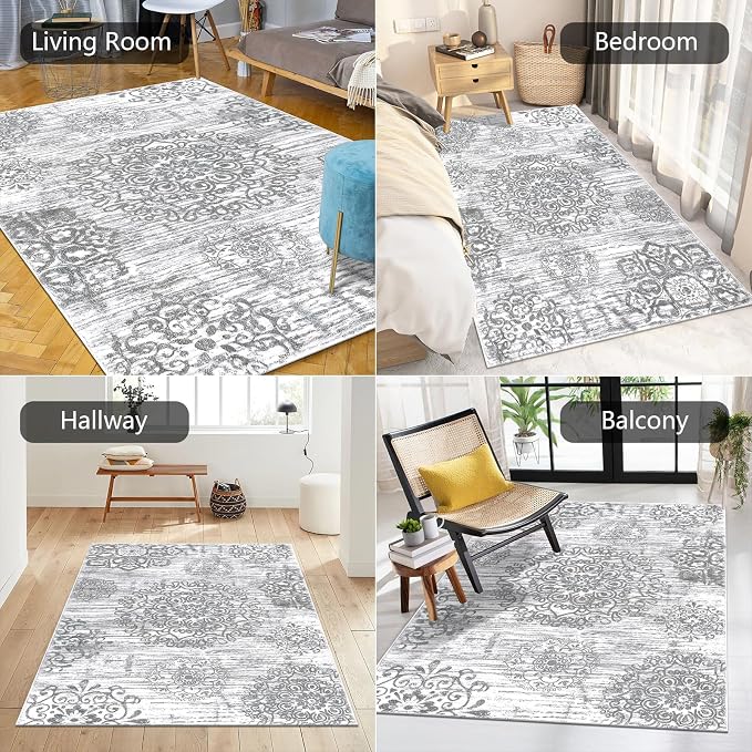 HEBE Area Rugs for Living Room 3'x5', Washable Non Slip Boho Entryway Rug