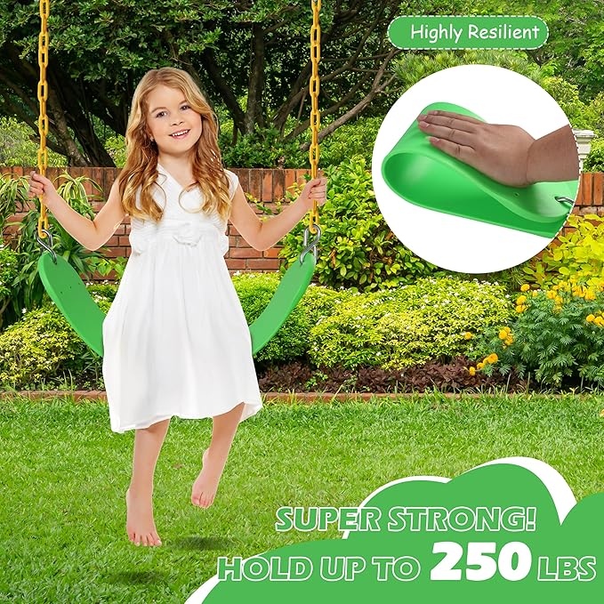 Sunnyglade 8PCS Swings Seats Heavy Duty with 66" Chain, Playground Swing Set Accessories Replacement with Snap Hooks, Support 250lb (8, Grass Green)