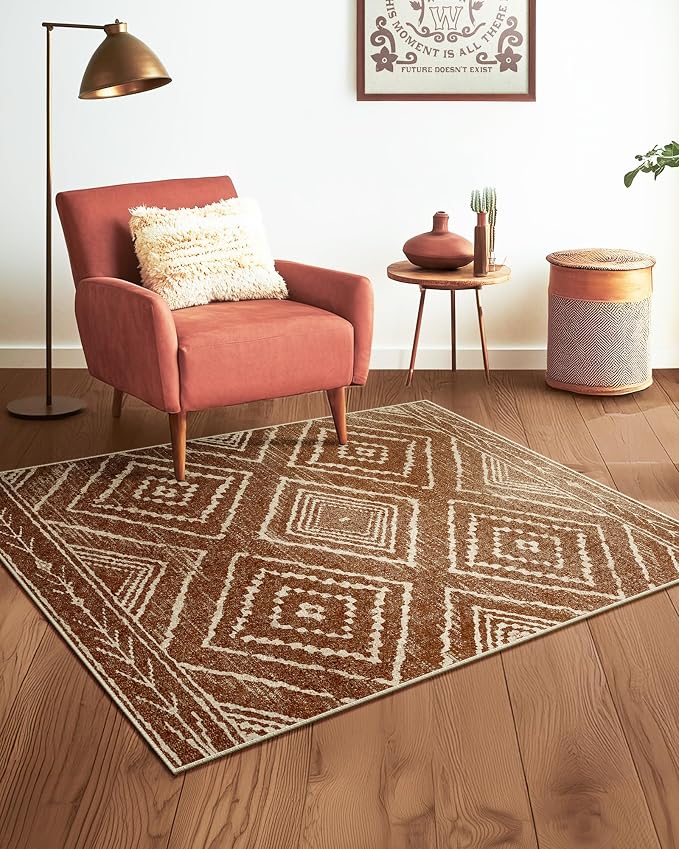 BESTSWEETIE Area Rug 3x4 Rug Machine Washable Non-Slip Low Pile Print Pattern