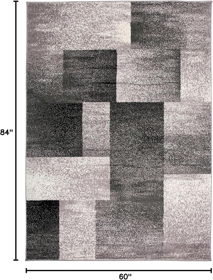 Rugshop Modern Distressed Boxes Area Rug 5' x 7' Gray