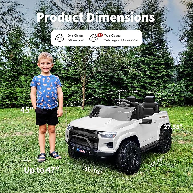 24V 10Ah Ride on Toy for Big Kids, 4WD 2 Seater Electric SUV Kids Car to Drive w/Remote Control, 4x200W Motors - White