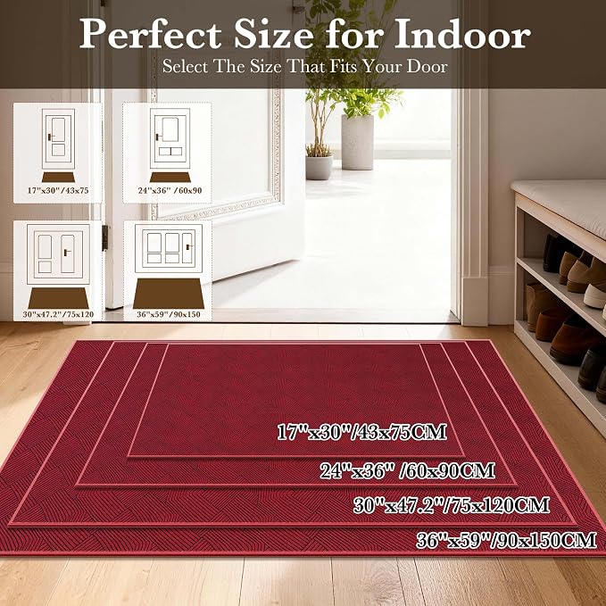 Indoor Door Mat 30"x47" Large, Low-Profile Welcome Front Door Mat Indoor