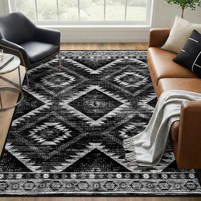 BESTSWEETIE Area Rug 5x7 Rug Machine Washable Non-Slip Low Pile Print Pattern