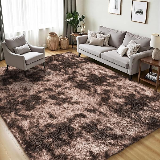 Area Rug for Living Room Bedroom: 4x6 Soft Fluffy Shag Upgrade Non-Slip High