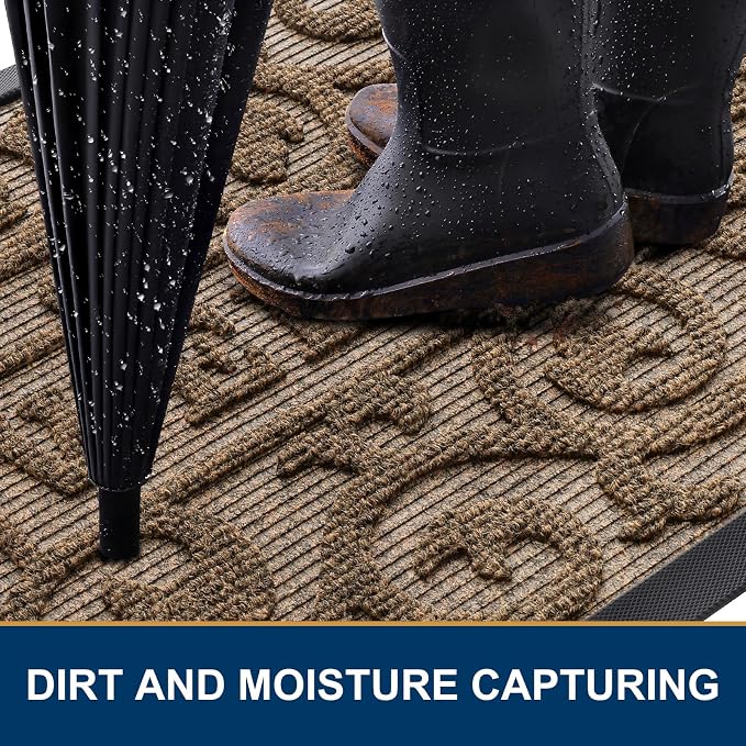Smiry Welcome Door Mat Outside Entrance, Heavy Duty Trap Dirt and Moisture Easy