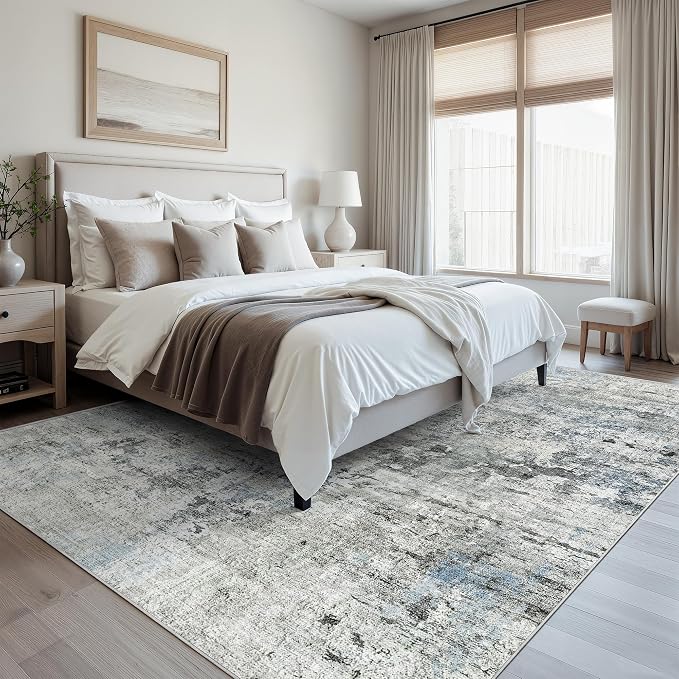 Soalmost Abstract Rug 8x10 Large Living Room Rugs Neutral Modern Washable Area