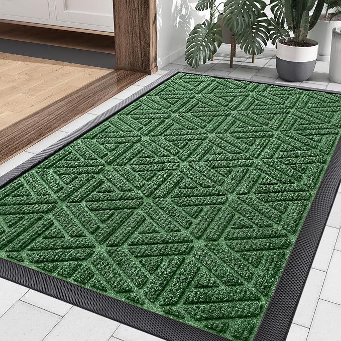 Smiry Front Door Mat Outside Entrance, Heavy Duty Sturdy Natural Rubber Doormat