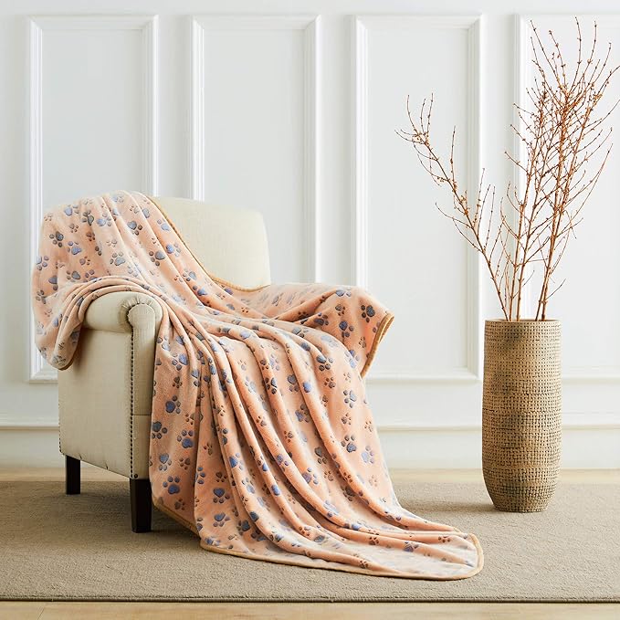 Allisandro Luxurious Dog Blanket, 350 GSM Super Fuzzy Microplush Fleece Pet Blankets for Small Medium Large Dogs and Cats, Brown, 64 x 40 Inches