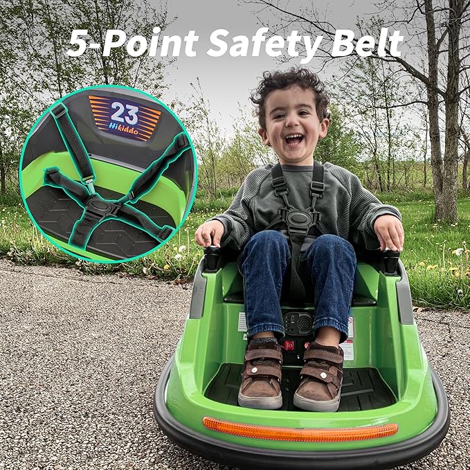 Baby Bumper Car, 6V Electric Kids Bumper Car for Toddlers with Remote Control, Bluetooth - Green