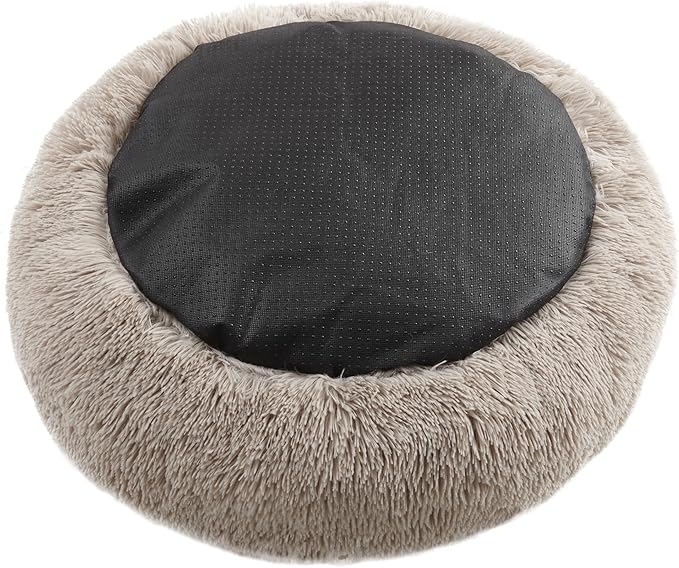 Juicy Couture Devon Faux Fur Small Taupe Round Pet Bed for Dogs and Cats
