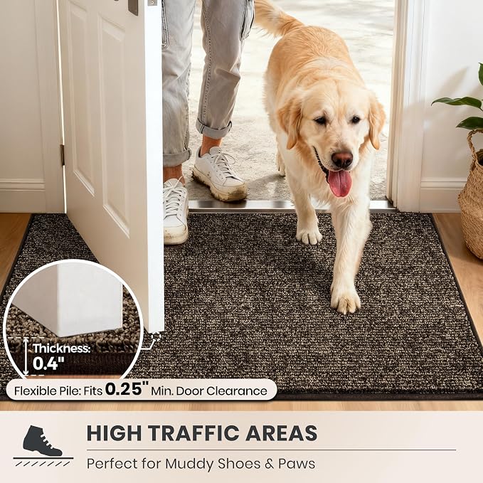PURRUGS Dirt Trapping Door Mat 32" x 47", Non-Slip Machine Washable Entry Rug