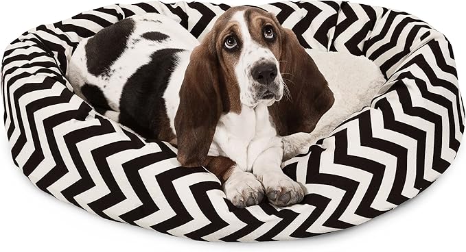 Majestic Pet Chevron Sherpa Bagel Bed, Black, 32-Inch