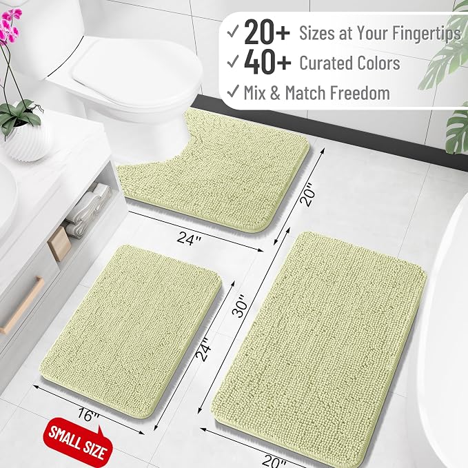 OLANLY Toilet Rugs U-Shaped 24x20, Extra Soft Absorbent Chenille Contour