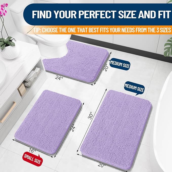 OLANLY Bathroom Rugs 30x20, Extra Soft Absorbent Chenille Bath Rugs, Rubber