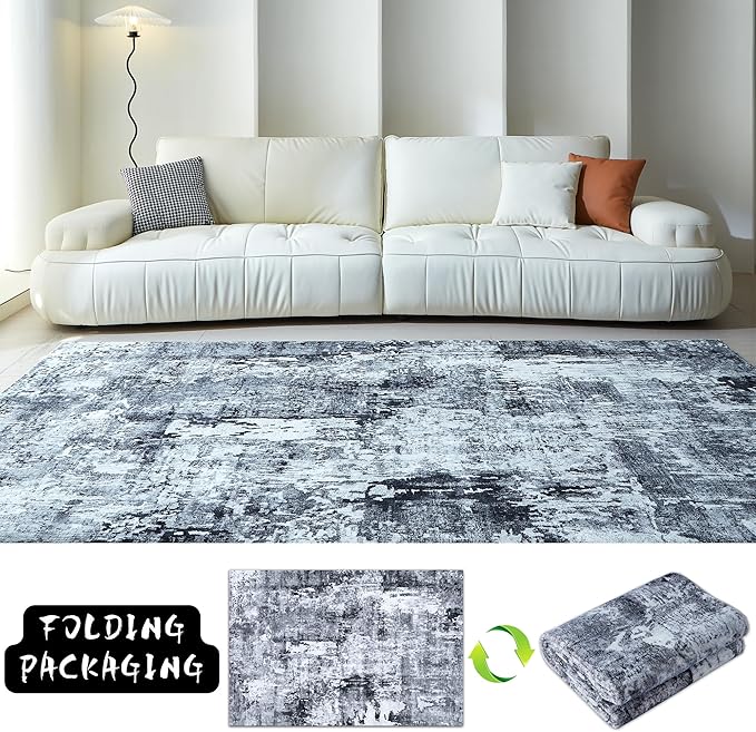 Rugcomf 6x9 Rug Washable Bedroom Rug Large Soft Area Rug Abstract Pattern