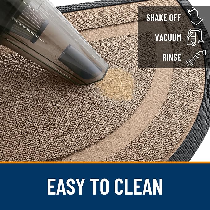 OLANLY Half Circle Door Mat Indoor Outdoor Entrance Welcome, Waterproof