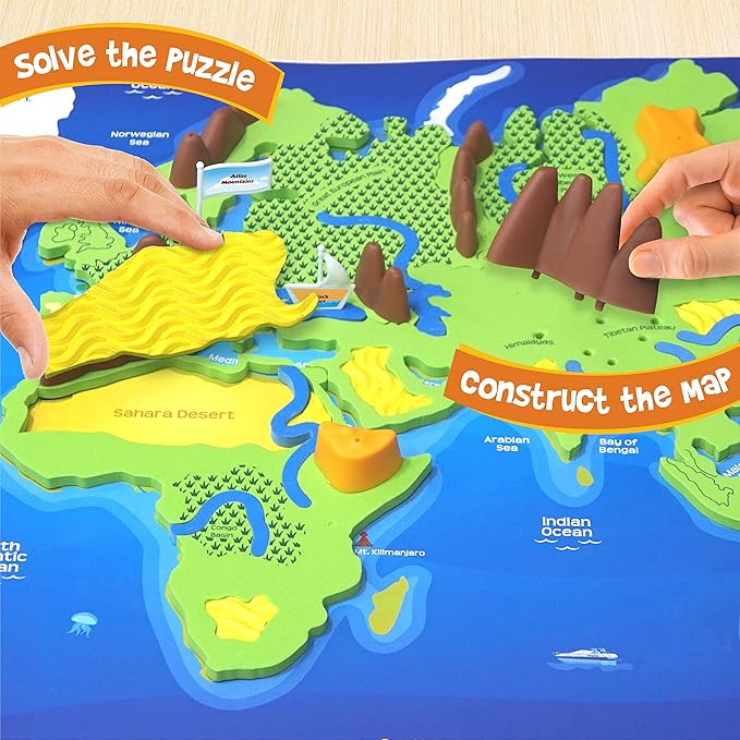 Imagimake Mapology Physical Features | World Map for Kids | 3D Puzzles for Ages 8-10 | Educational Toys for Kids 8-12 | Gifts for Boys & Girls 8-12 | Building Toys Gift for Birthday and Christmas