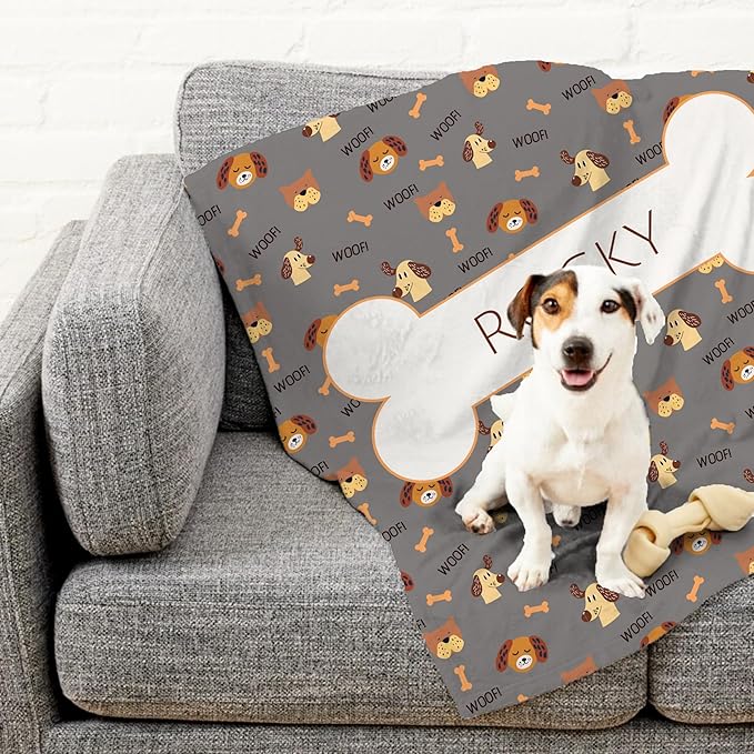 Prints Next Day – Custom 50" x 60" Fleece Pet Lightweight Blanket with Name - Gift for Dog or Cat Owners - Personalized Couch Throw - Puppy Patterned - Printed in America