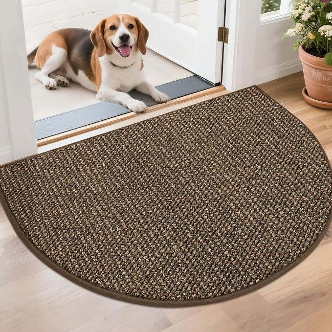 BEQHAUSE Dirt Trapper Door Mat 26" x 40" Half Circle Non-Slip Washable Doormats