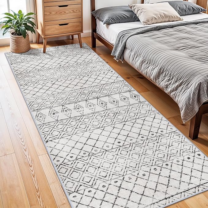 Moroccan 3x8 Runner Rug Hallway: Washable Farmhouse Runners