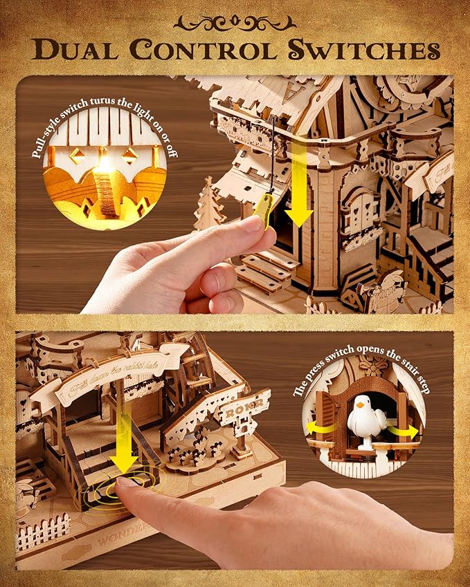 ROKR 3D Wooden Puzzles for Adults,Wooden Cuckoo Clock Model kit,435 Piece 3D Puzzles,Ideal Gift for Adults and Teens